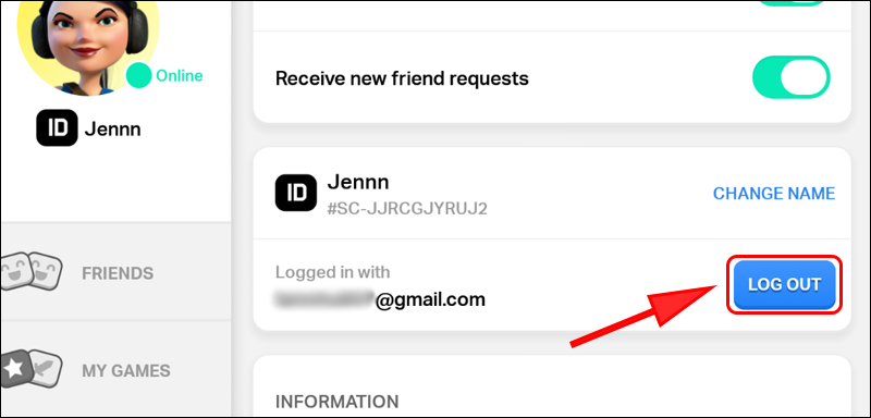 Chọn Log out để đăng xuất tài khoản hiện tại