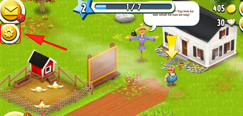Chọn biểu tượng bánh răng ở giao diện game