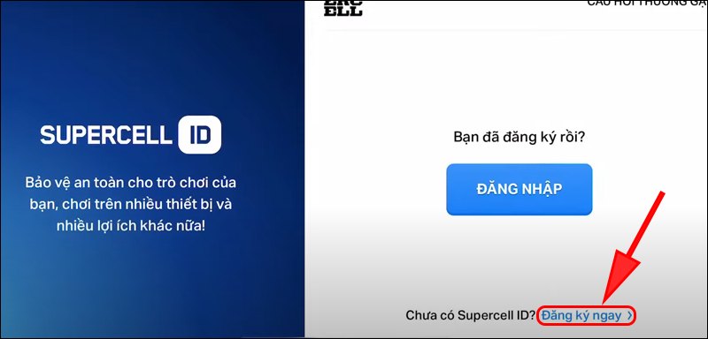 Chọn Đăng ký ngay để liên kết tài khoản