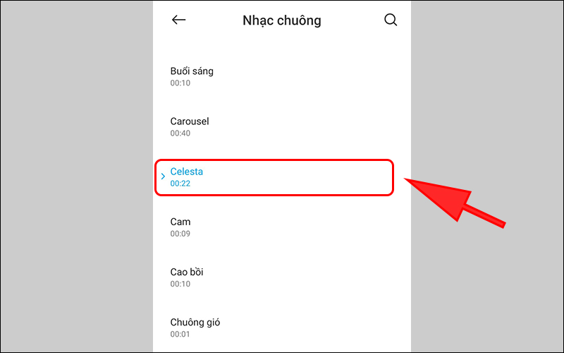 Chọn nhạc chuông mong muốn và nhấn OK