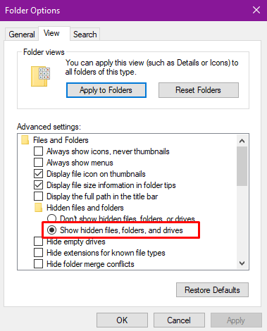 Cách hiện file ẩn và đuôi file trên Windows 10/8.1/8/7 4