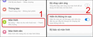Nhấn bật Hiển thị thông tin sạc