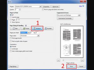 Chọn Multiple để in nhiều trang PDF trên 1 tờ giấy A4