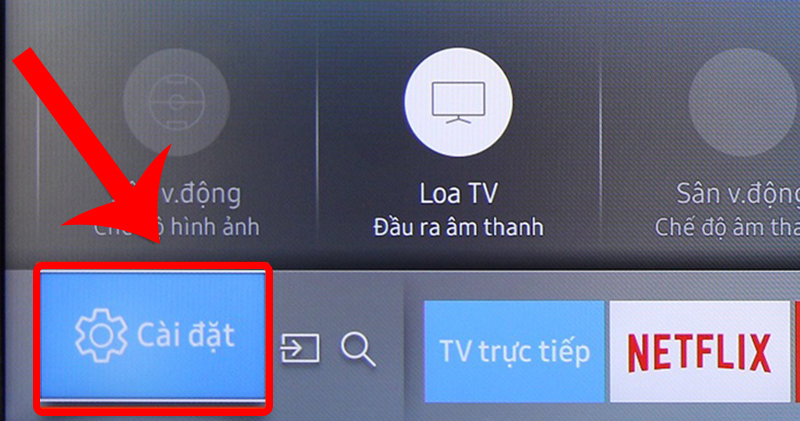 cach-ket-noi-dien-thoai-voi-tivi-thong-qua-bluetooth-de-3-2-1 Chọn Cài đặt trên màn hình tivi
