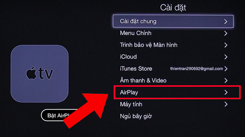 Bạn tiến hành bật AirPlay để kết nối với iPhone