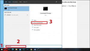 Vào “Menu tìm kiếm” > nhập “cmd.e xe” > chọn “Run as administrator”