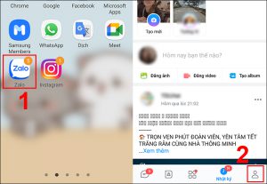 Vào Zalo và chọn mục Cá nhân