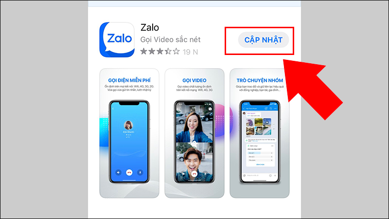 Cập nhật ứng dụng Zalo
