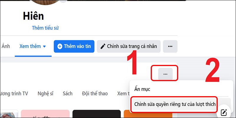 Chọn Chỉnh sửa quyền riêng tư của lượt thích