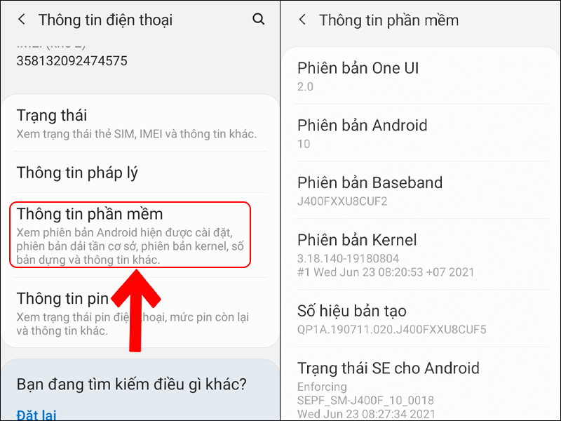 Xem thông tin phần mềm