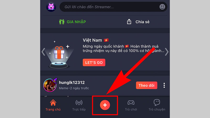Nhấn chọn biểu tượng dấu cộng