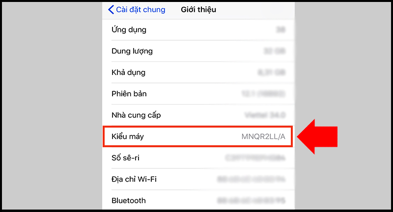 Kiểu máy để tra cứu nguồn gốc iPhone