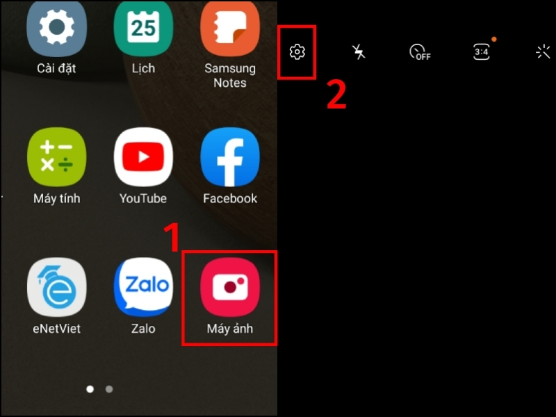 Mở Cài đặt Camera