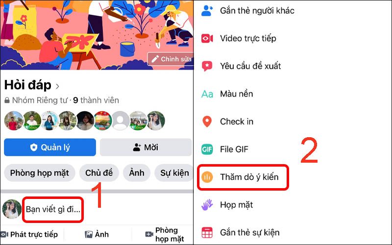 Tiến hành tạo thăm dò ý kiến