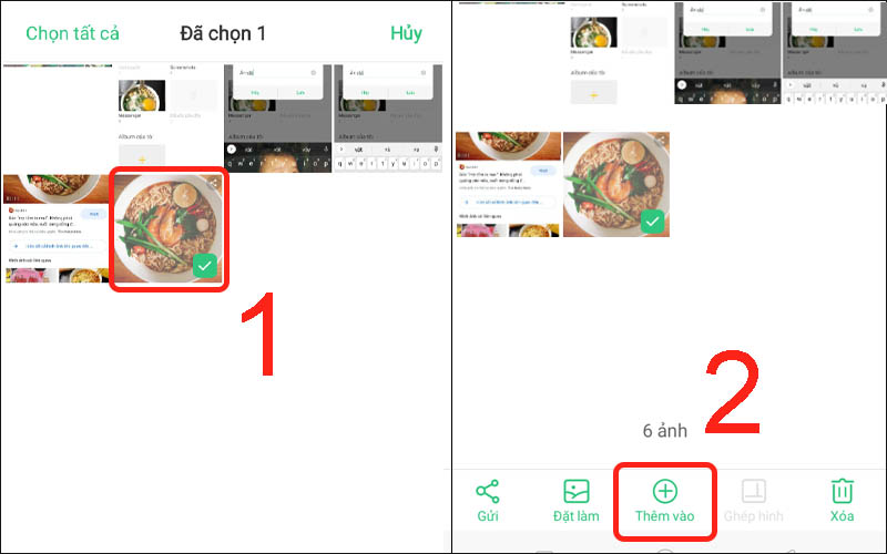 Chọn ảnh muốn thêm vào album
