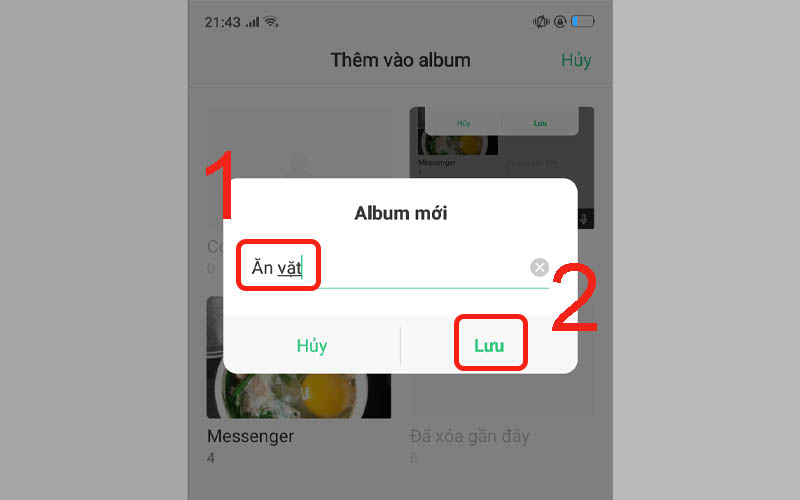 Tiến hành đặt tên cho album ảnh