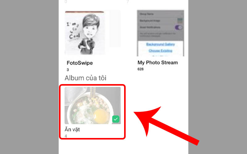 Nhấn chọn album muốn xóa