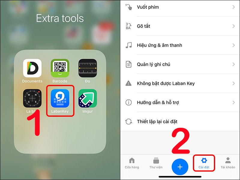 Vào phần cài đặt trên Laban Key