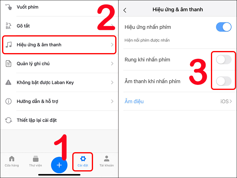 Cách tắt âm, tắt rung bàn phím Laban Key