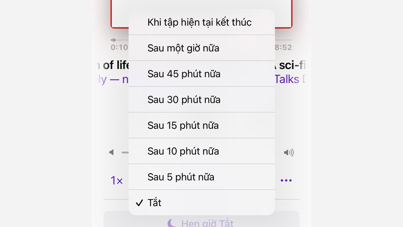 Có 8 chế độ hẹn giờ tắt