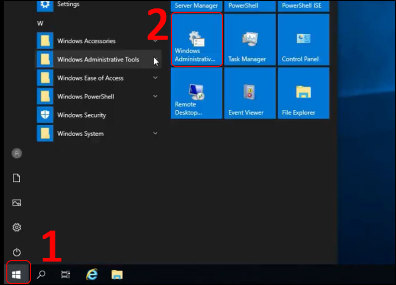 Mở Windows Administrative Tools