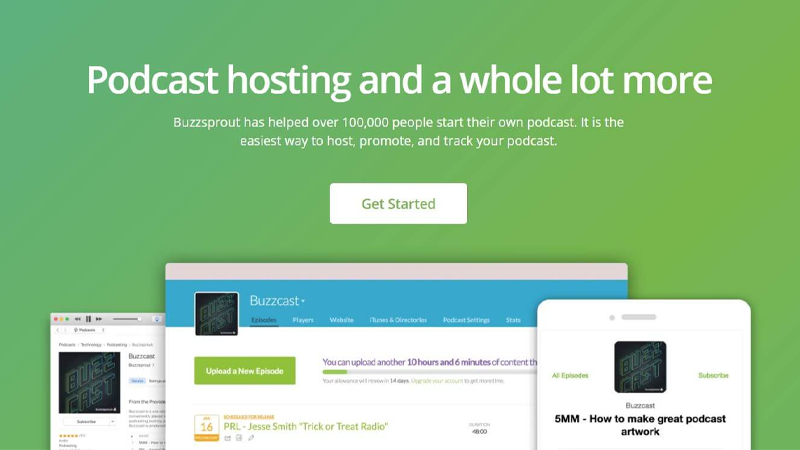 Bạn có thể dùng Buzzsprout để đăng ký Podcast Hosting