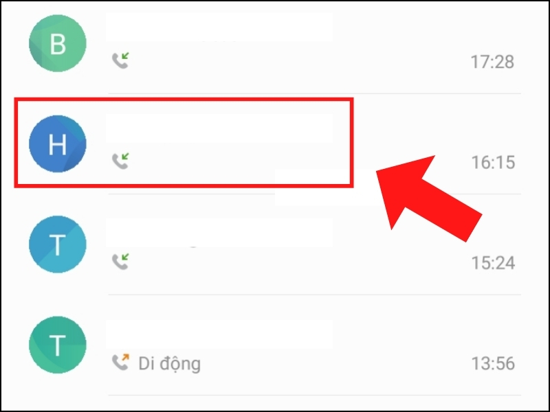 Nhấn giữ cuộc gọi muốn xóa