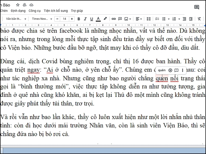 Giao diện Google Docs