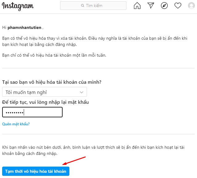 Chi tiết cách vô hiệu hóa, xóa tài khoản Instagram tạm thời & vĩnh viễn 4