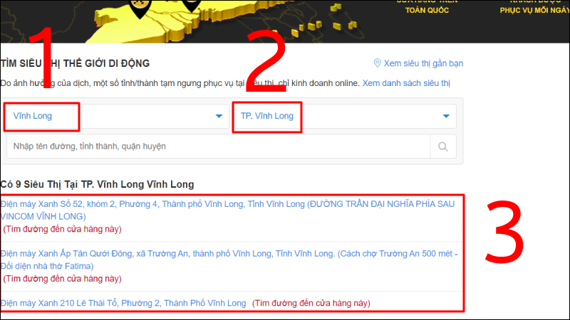 Hướng dẫn tìm cửa hàng