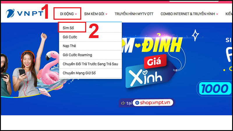 Chọn mục Sim Số