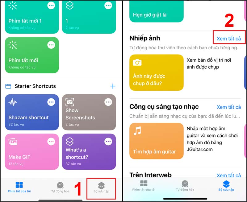 huong-dan-cach-ghep-anh-tren-dien-thoai-iphone-khong-can2 Nhấn vào mục Nhiếp ảnh trong Bộ sưu tập