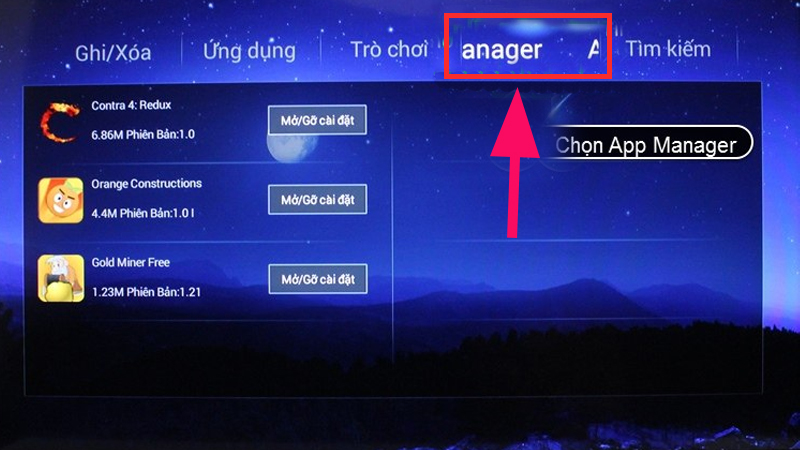 Trong giao diện AppStore, chọn mục App Manager