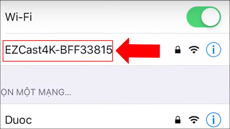 Cần chọn đúng tên wifi đã hiện trên màn hình