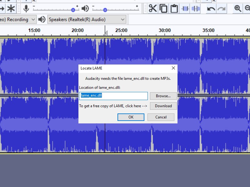 Audacity báo thiếu file Lame Audacity báo thiếu file Lame