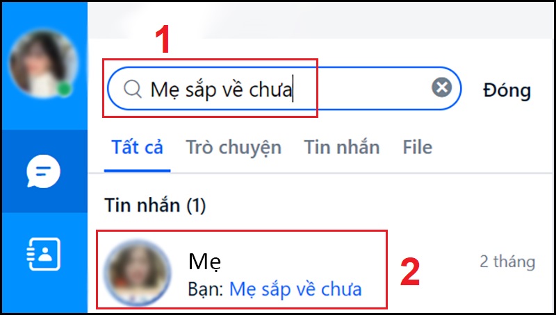 Tìm tài khoản Zalo theo đoạn hội thoại trên máy tính