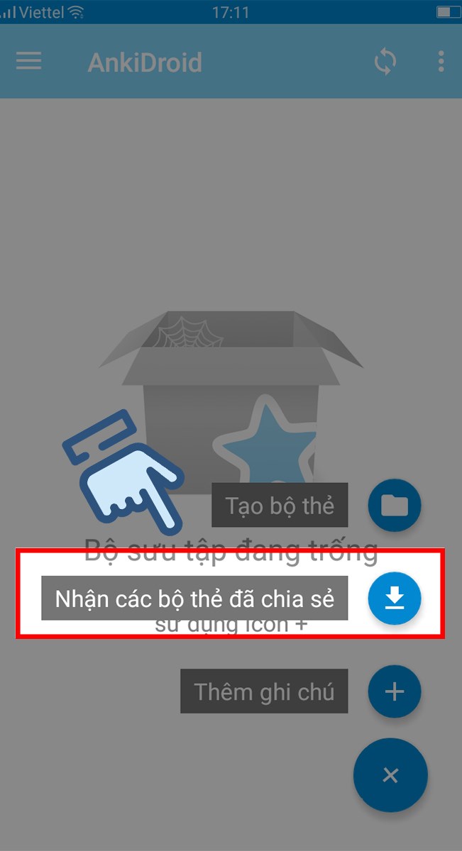 Chọn Nhận các bộ thẻ đã chia sẻ Chọn Nhận các bộ thẻ đã chia sẻ