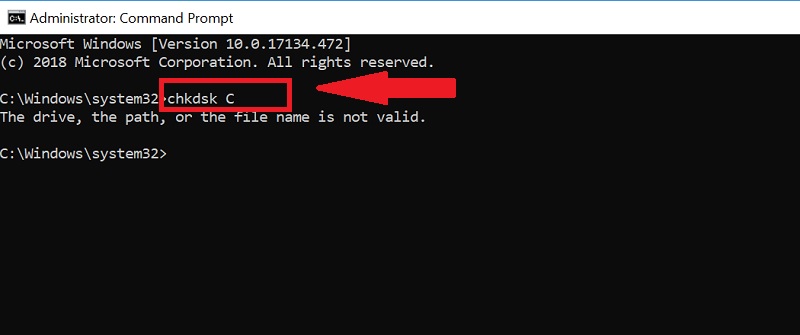 Nhập chkdsk C