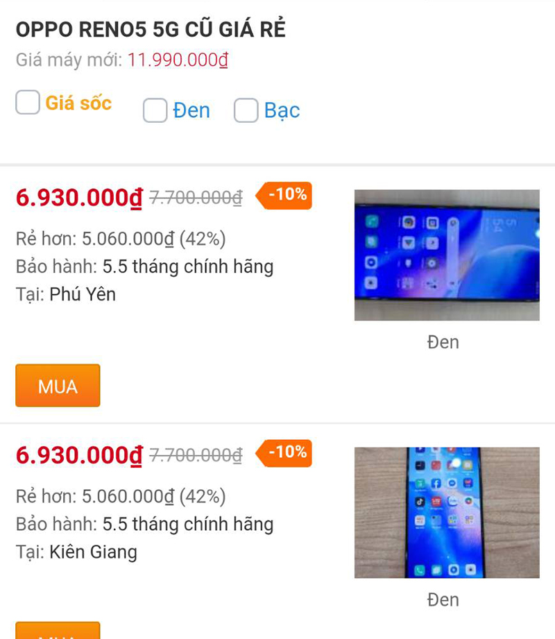 OPPO Reno5 5G cũ OPPO Reno5 5G cũ