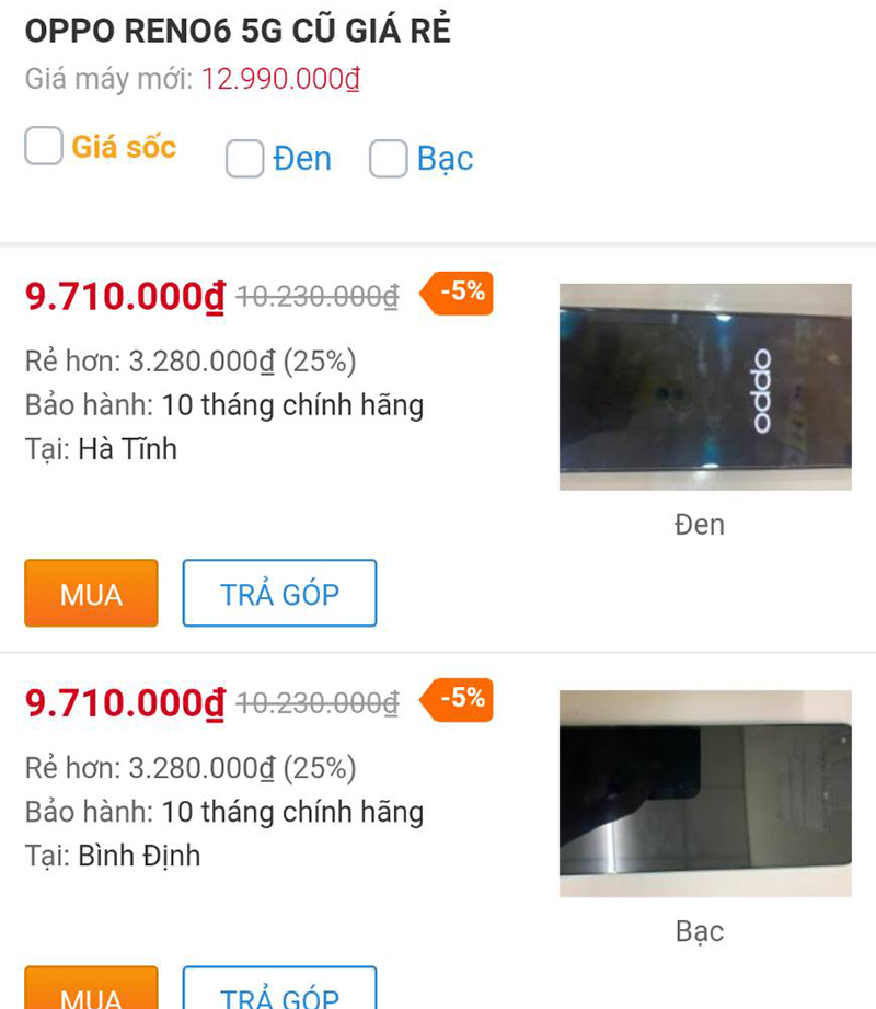 OPPO Reno6 5G cũ OPPO Reno6 5G cũ