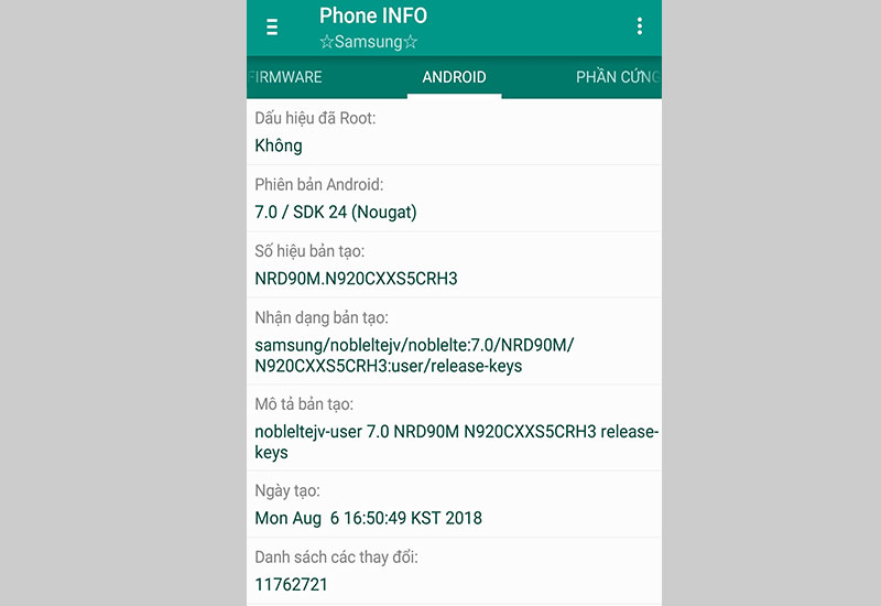 Tab ANDROID để kiểm tra máy mình đã root hay chưa.