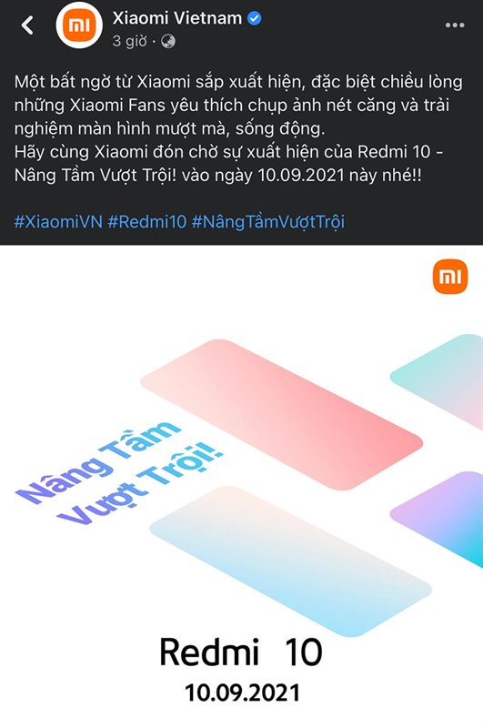 Xiaomi ấn định ngày ra mắt Redmi 10 tại Việt Nam Xiaomi ấn định ngày ra mắt Redmi 10 tại Việt Nam