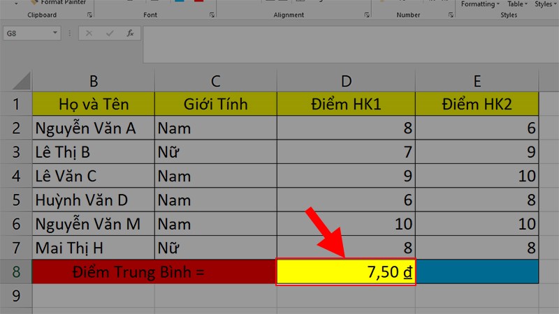 Nhấn Enter để hiển thị kết quả được tính Nhấn Enter để hiển thị kết quả được tính
