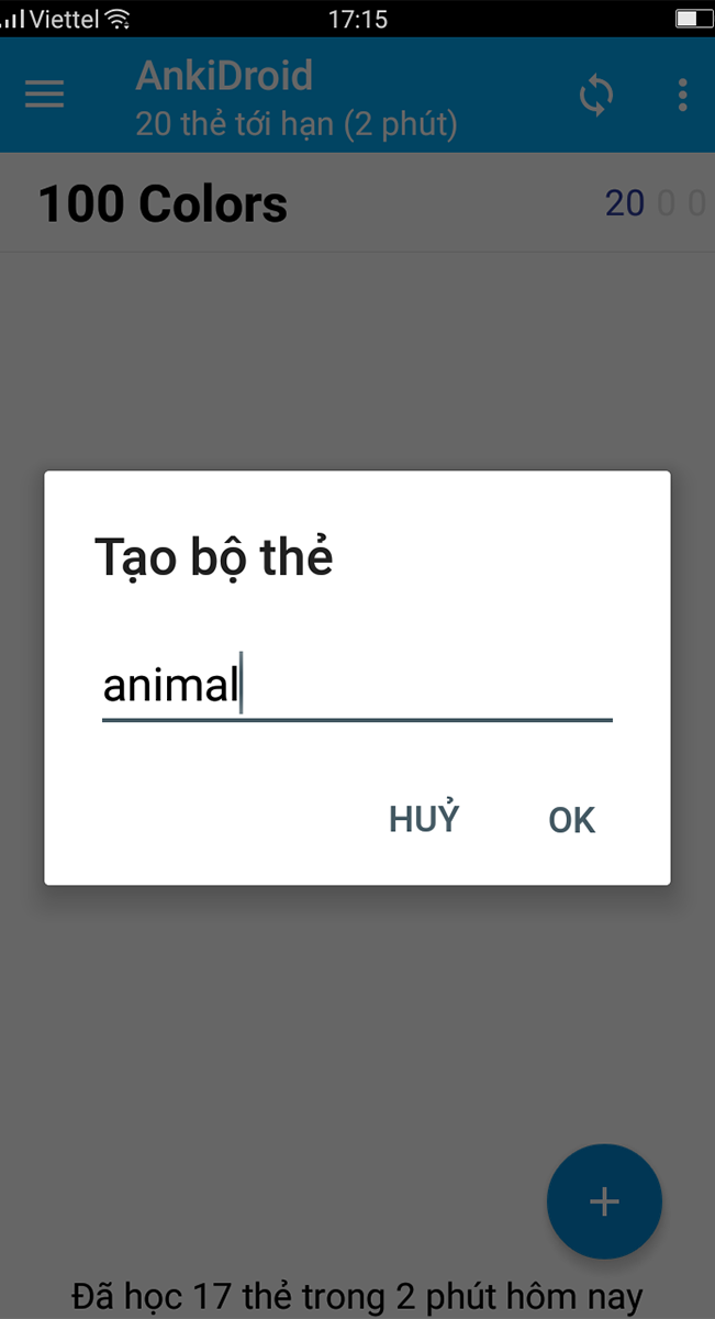 Nhập tên bộ thẻ rồi nhấn OK Nhập tên bộ thẻ rồi nhấn OK