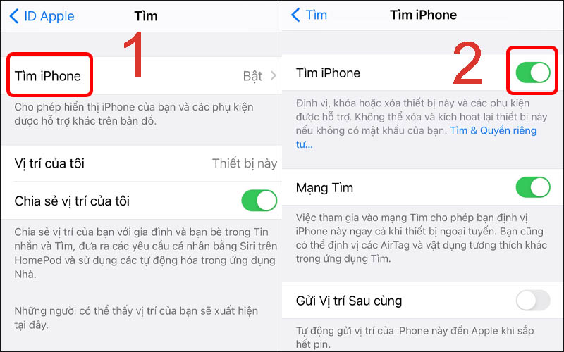 Kích hoạt tính năng Find My iPhone