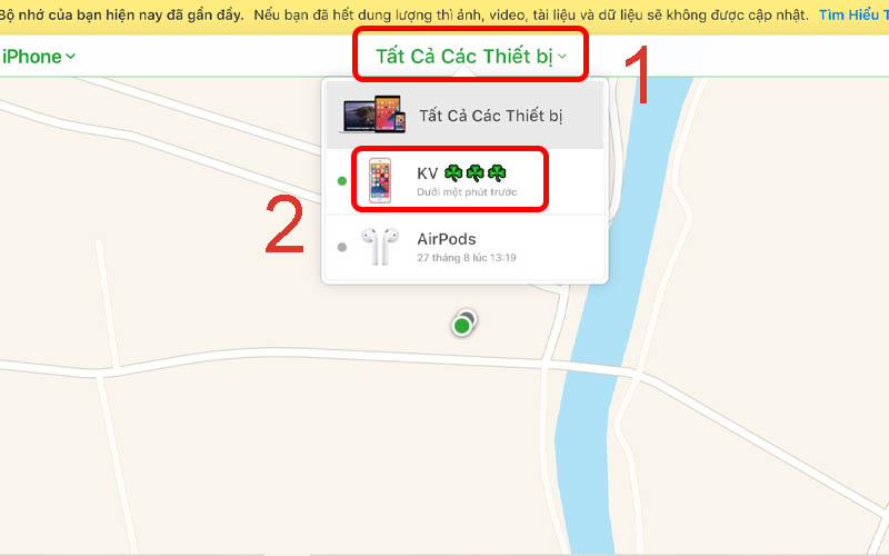 Nhấn chọn iPhone mà bạn đang muốn tìm
