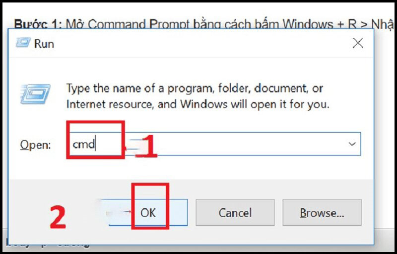 Windows + R > Nhập cmd > Enter
