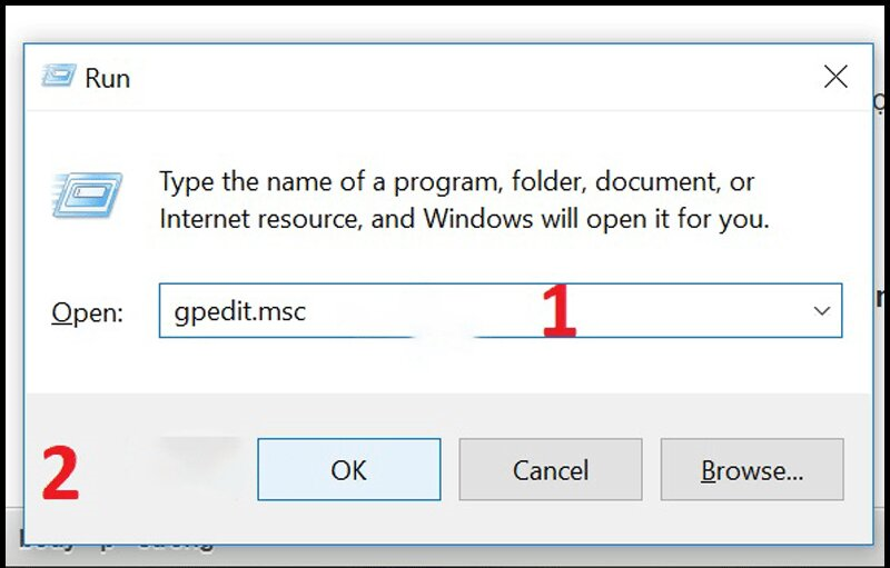 Nhập gpedit.msc
