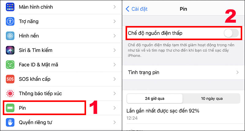 Bạn gạt sang trái để tắt Chế độ nguồn điện thấp