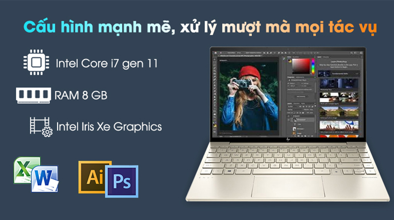 Laptop HP Envy 13 ba1030TU i7 giúp xử lý mượt mà mọi tác vụ